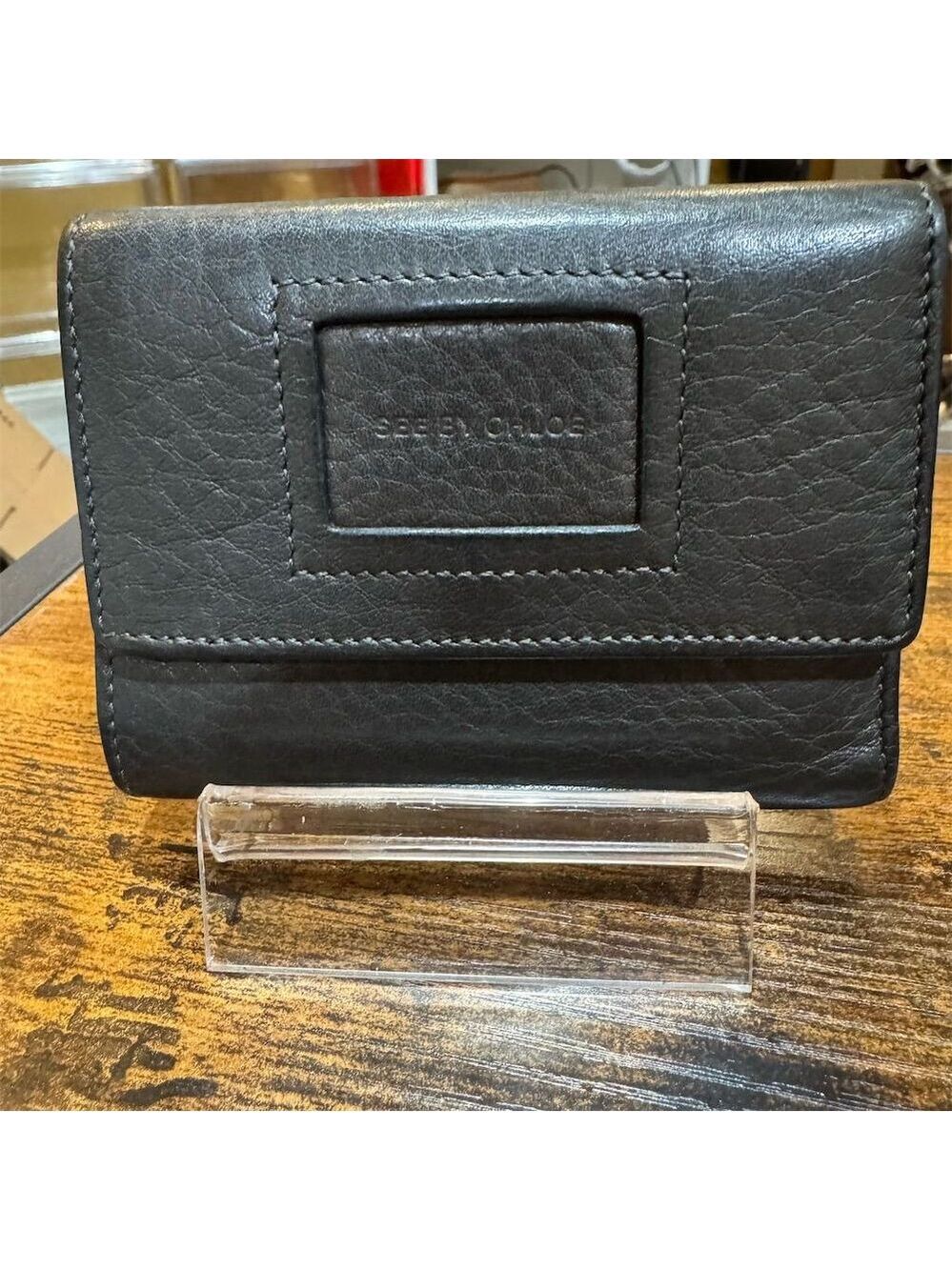 See by Chloe Brown Leather Trifold Compact Unisex Wallet